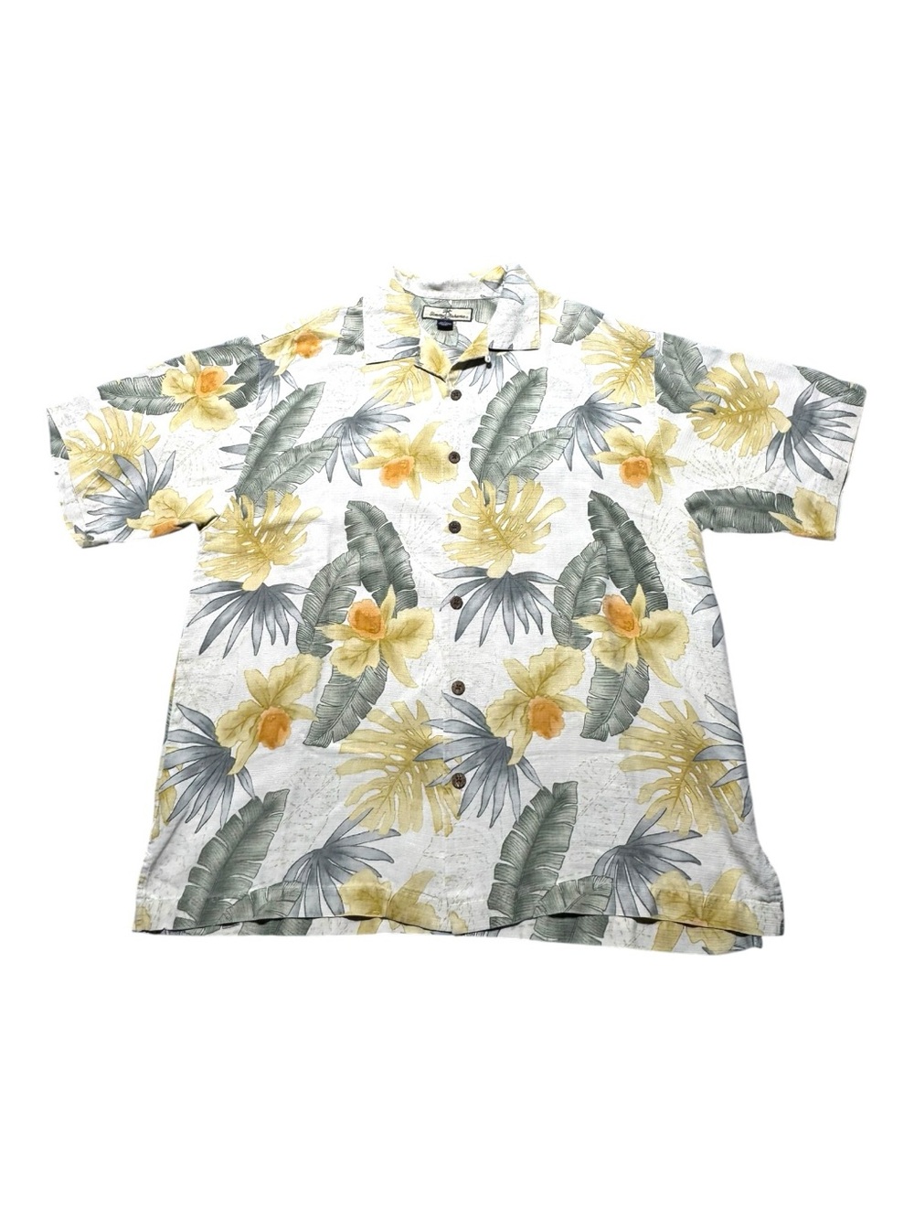 VTG Tommy Bahama Mens Large Silk Camp Shirt Floral Tropical Aloha